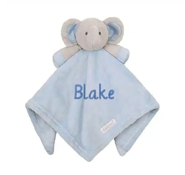 Personalised Baby Fleece Blue Elephant Comforter Soft Novelty Gift