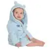 Personalised Blue Baby Robe Soft Hooded Fleece Dressing Gown