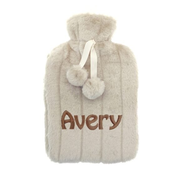 Personalised Soft Fleece Beige Hot Water Bottle