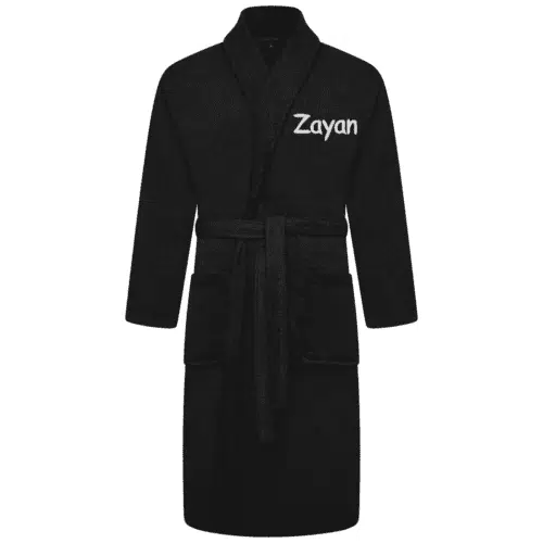 Personalised Adult Towelling Bathrobe with Shawl Collar – Black