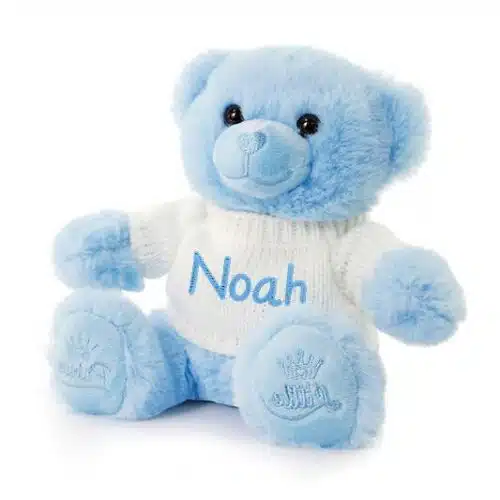 Personalised Baby Teddy Bear Soft Fleece Novelty Gift – Blue Teddy
