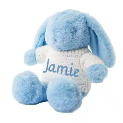 Personalised Baby Teddy Bear Soft Fleece Novelty Gift – Blue Bunny