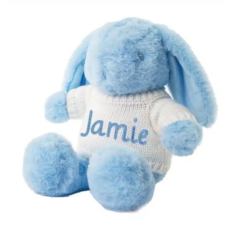 Personalised Baby Blue Bunny Bear Soft Fleece Novelty Gift