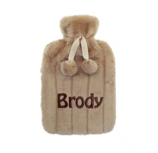 Personalised Soft Fleece Brown Hot Water Bottle