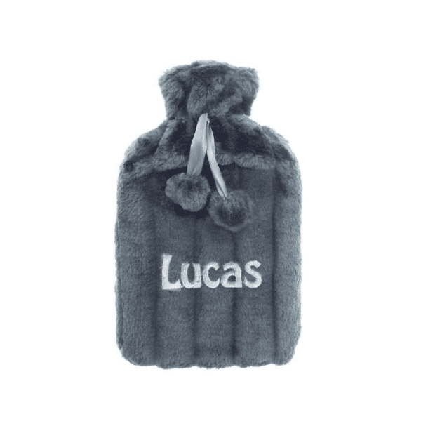 Personalised Soft Fleece Grey Hot Water Bottle