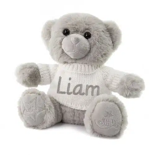 Personalised Baby Teddy Bear Soft Fleece Novelty Gift – Grey Teddy