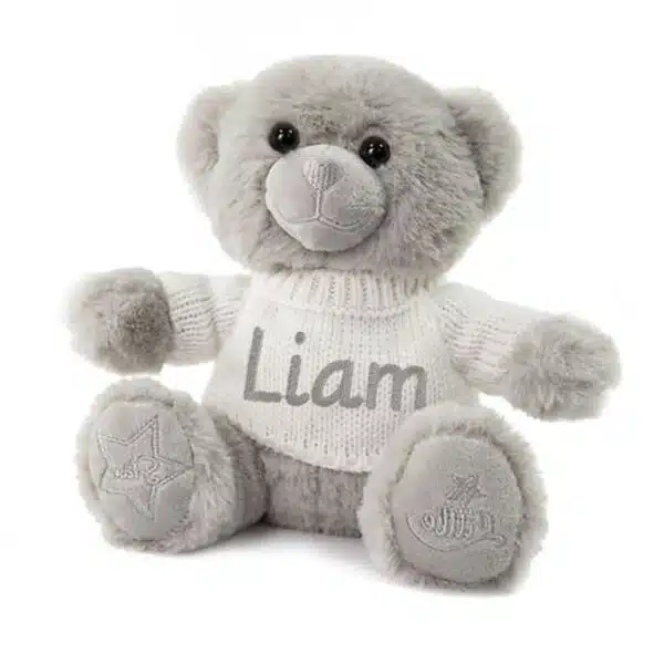 Personalised Baby Grey Teddy Bear Soft Fleece Novelty Gift