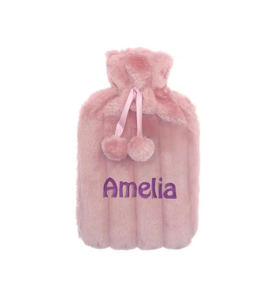 Personalised Soft Fleece Pink Hot Water Bottle