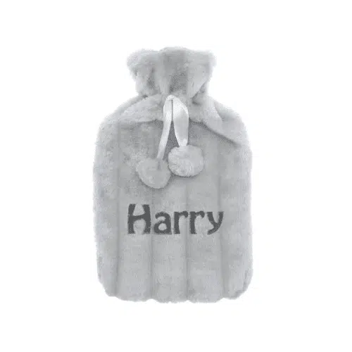 Personalised Soft Fleece Silver Hot Water Bottle