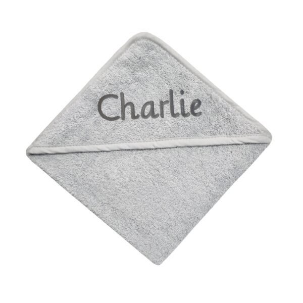 Personalised Grey Baby Hooded-Towel Newborn Baby Perfect Gift