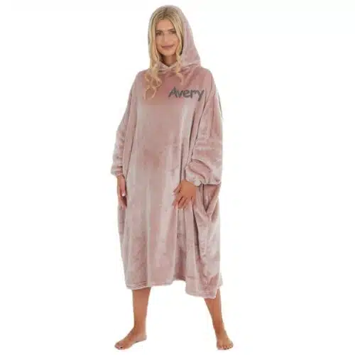 Personalised Adult Oversized Hoodie Ultra Soft Sherpa Giant Sweatshirt Long – Blush