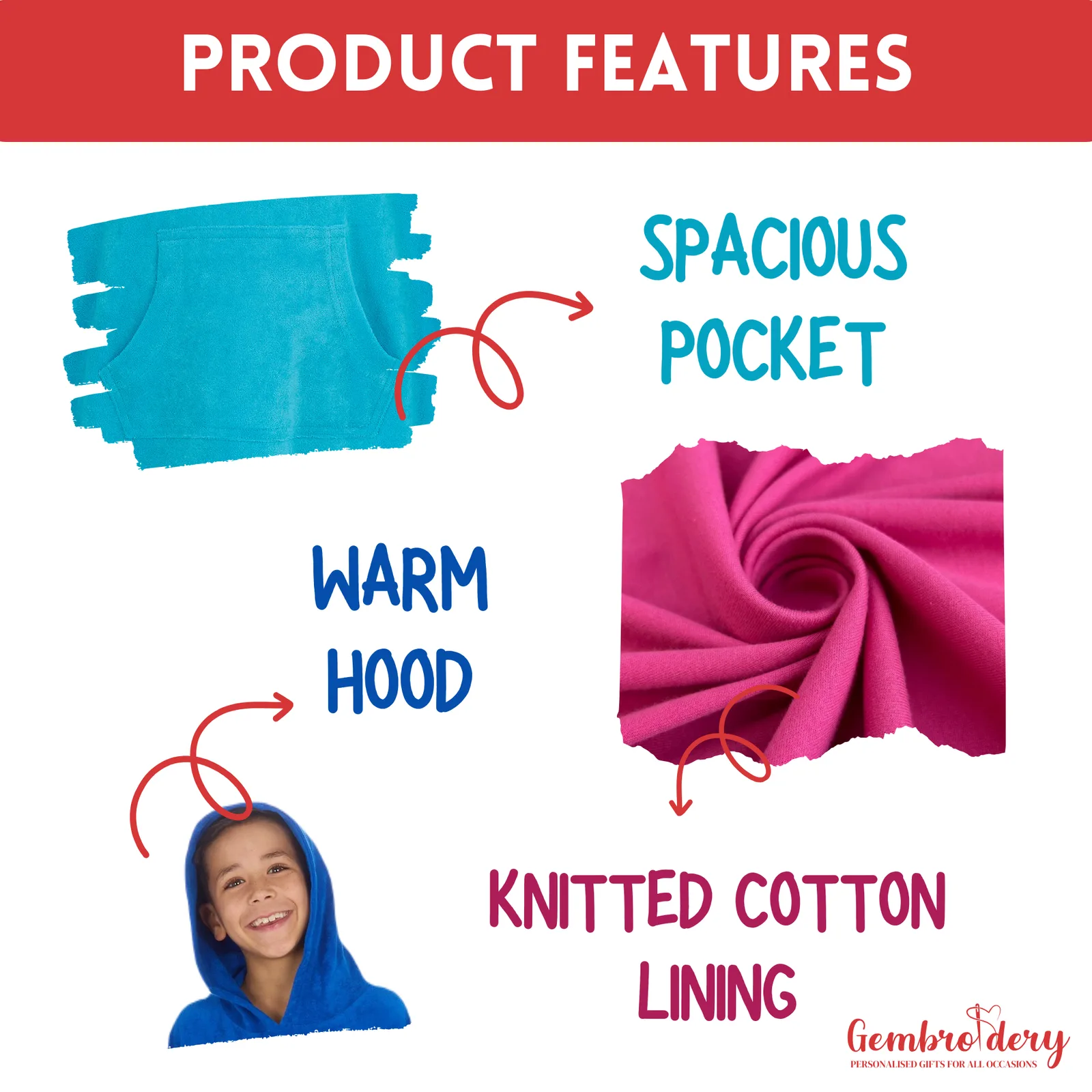 Personalised Fuchsia Hooded Poncho Changing Robe Kids Gift