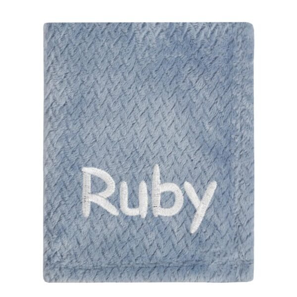 Personalised Dusky Blue Baby Waffle Blanket Cosy Perfect Gift