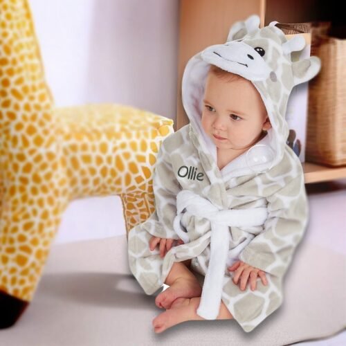 Personalised Baby Robe Soft Hooded Fleece Dressing Gown