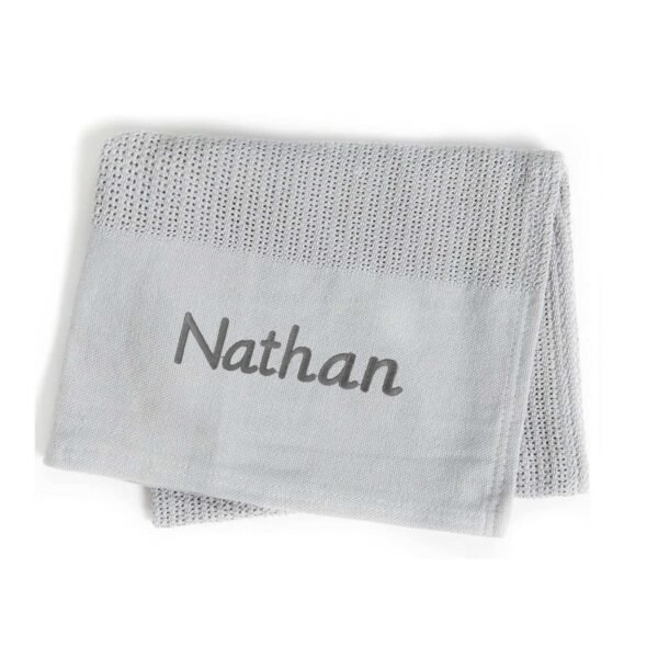 Personalised Grey Baby Cellular Blanket Cosy Perfect Gift