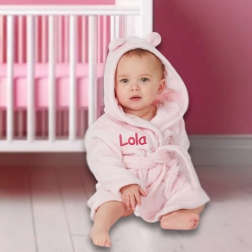 Personalised Baby Robe Soft Hooded Fleece Dressing Gown