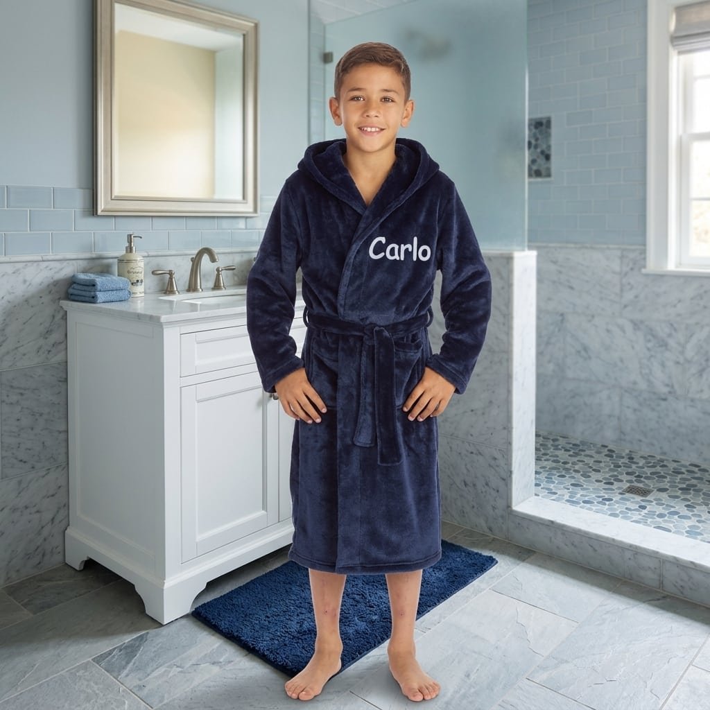 Personalised kids fleece dressing gown