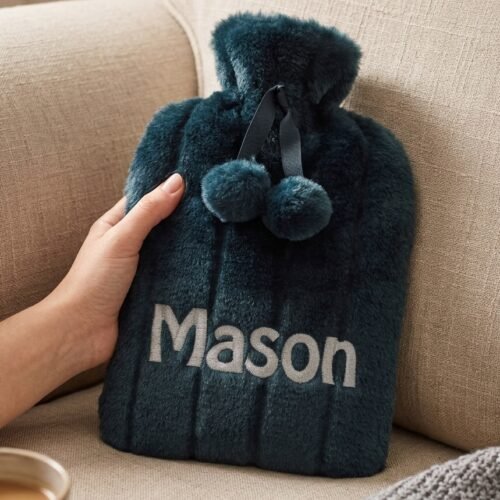 Personalised Charcoal Fleece Hot Water Bottle