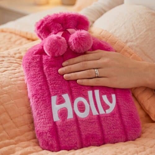 Personalised Pink Fleece Hot Water Bottle