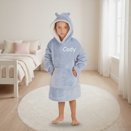 Personalised Toddler Hoodie Age 2–6 – Dusky Blue