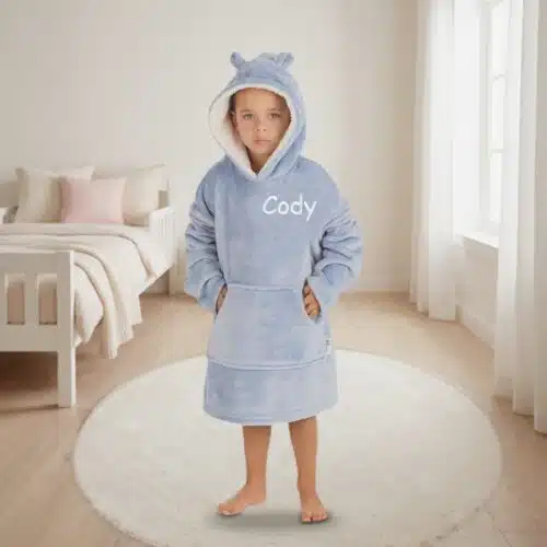 Personalised Toddler Hoodie Age 2–6 – Dusky Blue