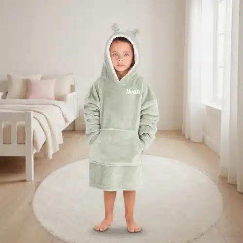 Personalised Toddler Hoodie Age 2–6 – Sage Green