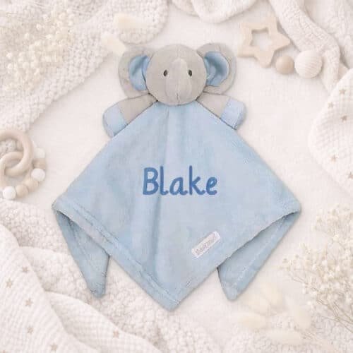 Personalised Baby Comforter – Blue Elephant