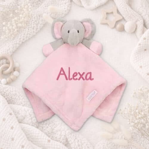 Personalised Baby Comforter – Pink Elephant