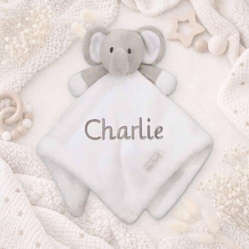 Personalised Baby Comforter – White Elephant