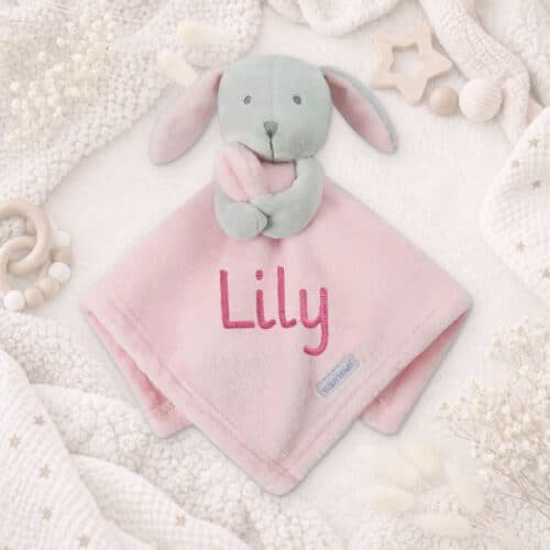 Personalised Baby Comforter – Pink Bunny