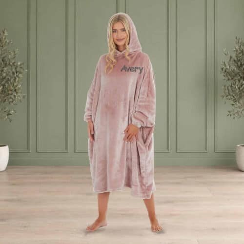 Personalised Adult Oversized Hoodie (Long) – Blush