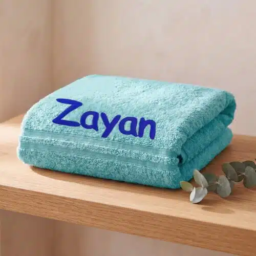 Personalised Aqua Blue Embroidered Towel – Choose Size