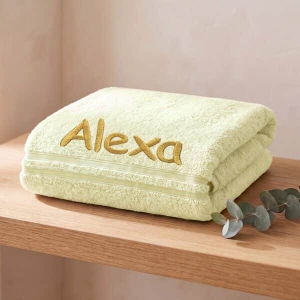 Personalised embroidered cream towel with name