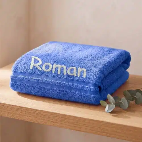 Personalised Royal Blue Embroidered Towel – Choose Size