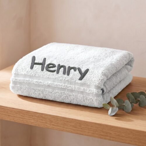 Personalised White Embroidered Towel – Choose Size