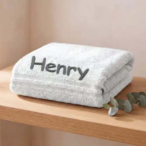 Personalised White Embroidered Towel – Choose Size