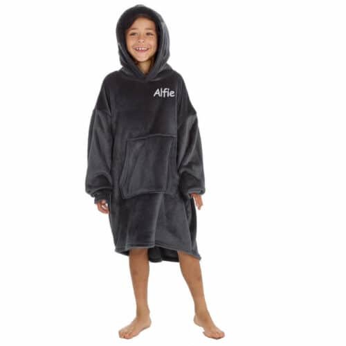 Personalised Kids Oversized Hoodie – Charcoal
