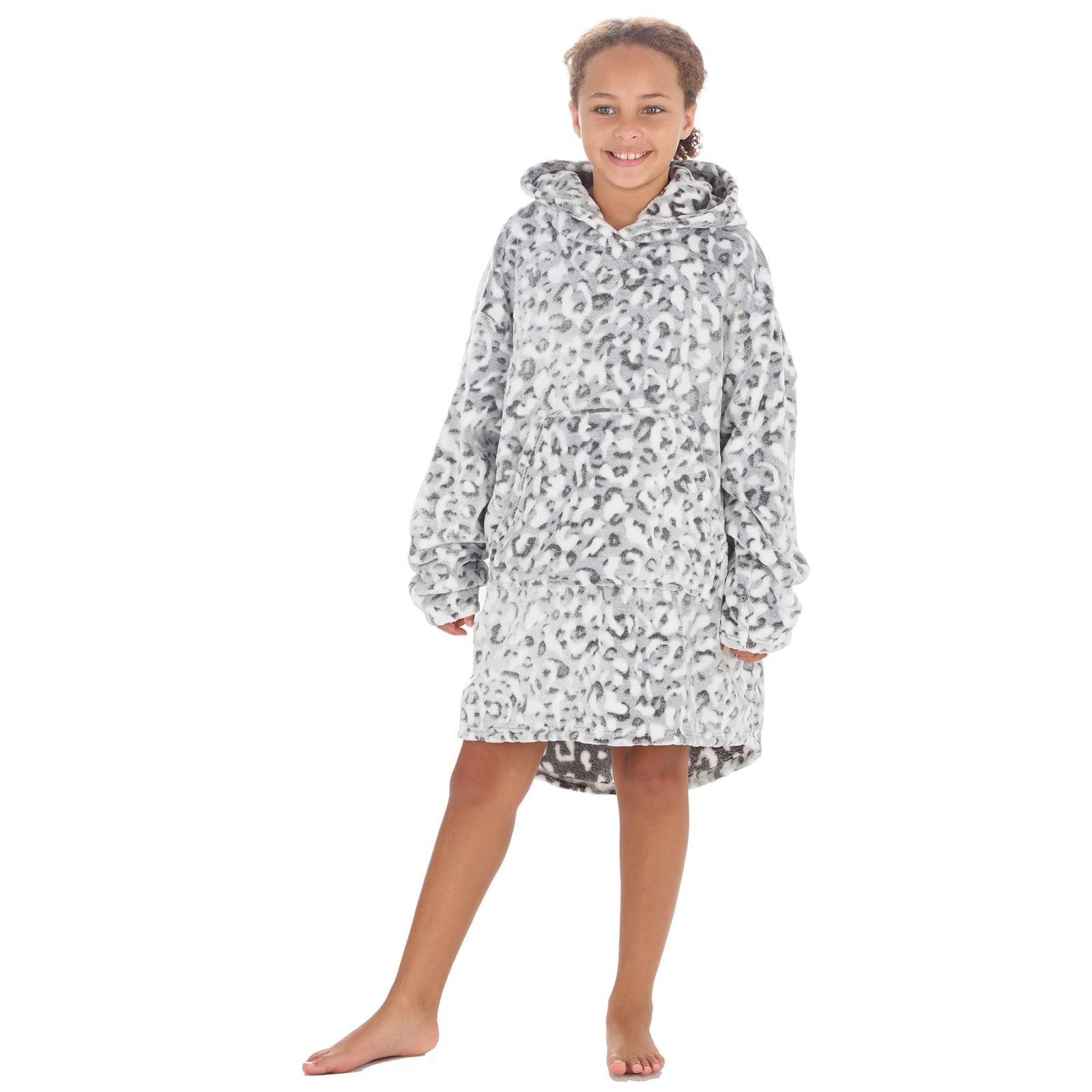 Kids oversized hoodie in leopard print