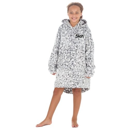 Personalised Kids Oversized Hoodie – Leopard