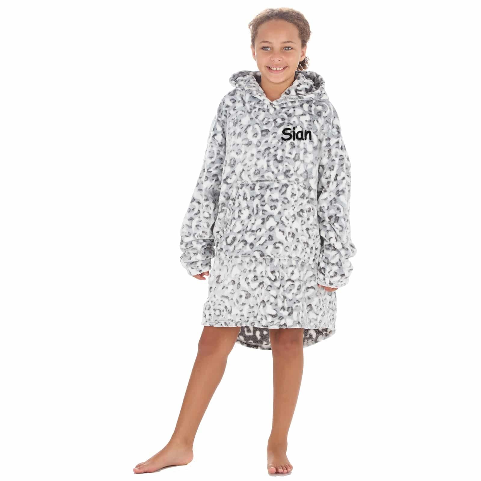 Personalised kids oversized hoodie leopard